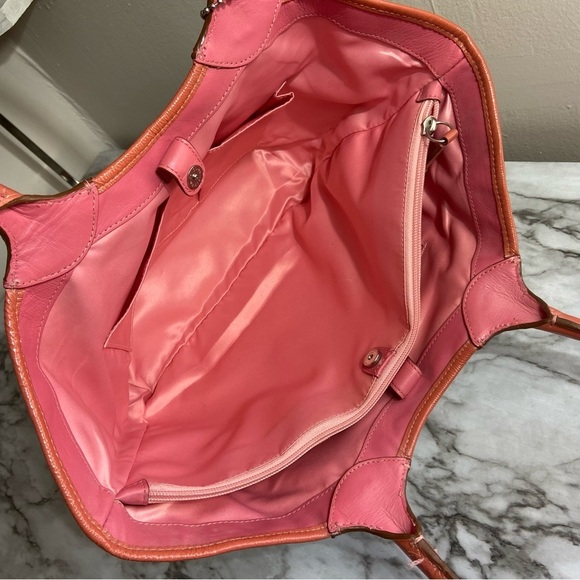 Coach Canvas Tote Pink Leather Purse Floral 3D Applique - Picture 10 of 14